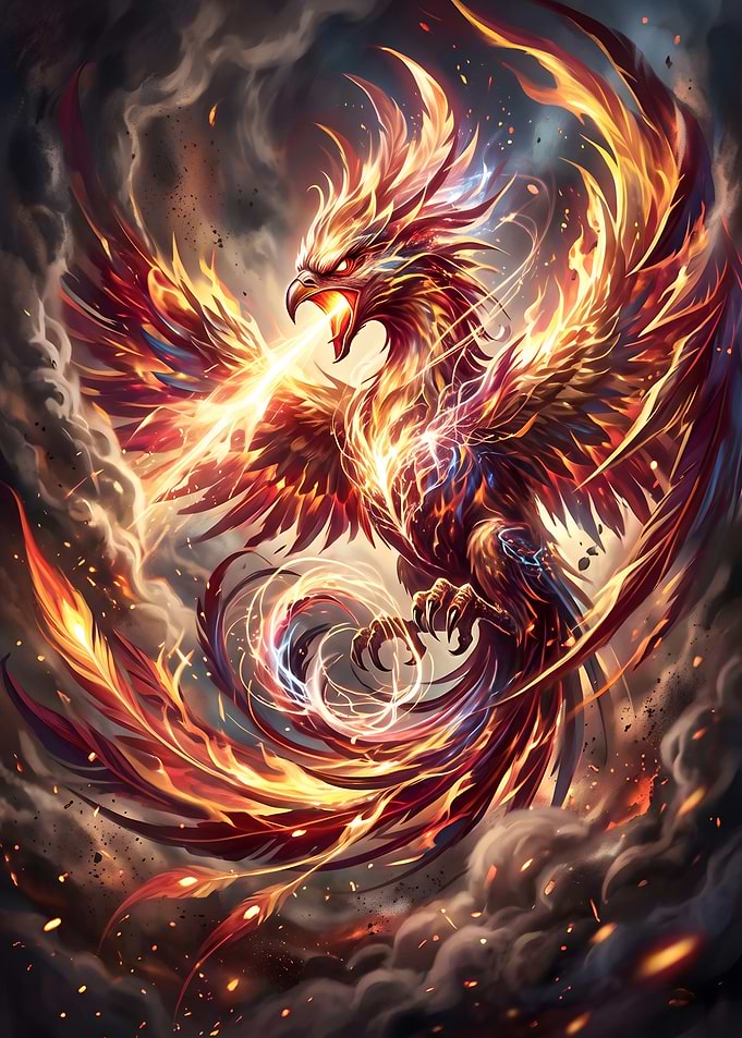 Golden Flame Phoenix Unleashed