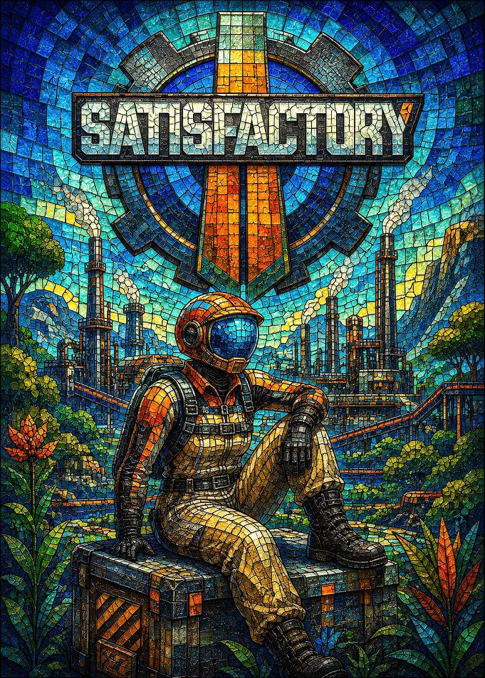 Satisfactory Game Stained Glass Art