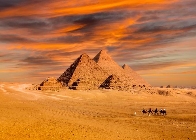 Sunset at the Giza Pyramids