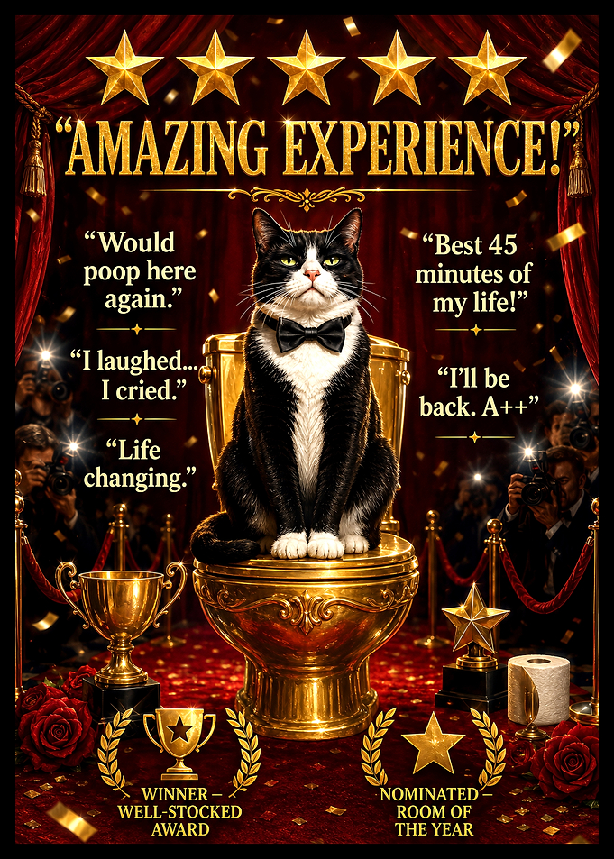 Funny Tuxedo Cat Toilet Award Poster