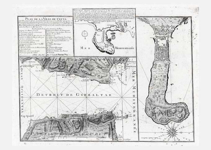 Antique Map of Ceuta and Gibraltar