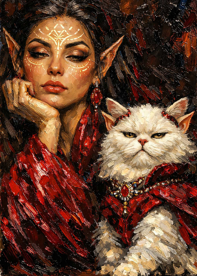 Elf Queen and Her Royal Cat