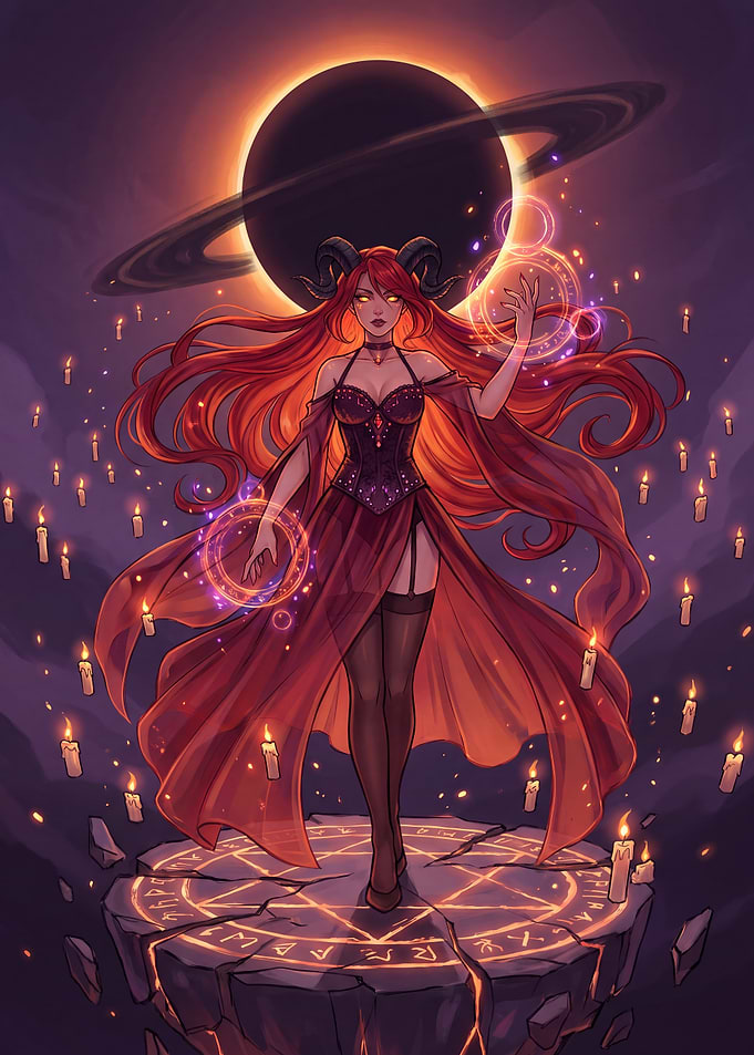 Demon Sorceress Under Solar Eclipse