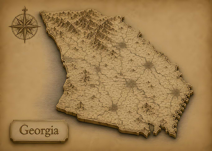 Georgia Vintage 3D Map