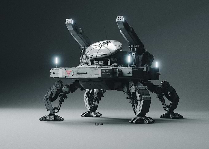 Futuristic Sci-Fi Walking Combat Mech