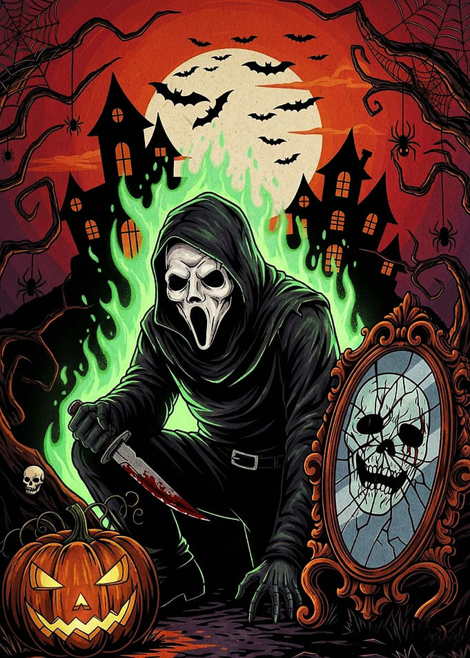 Ghostface Halloween Horror Illustration