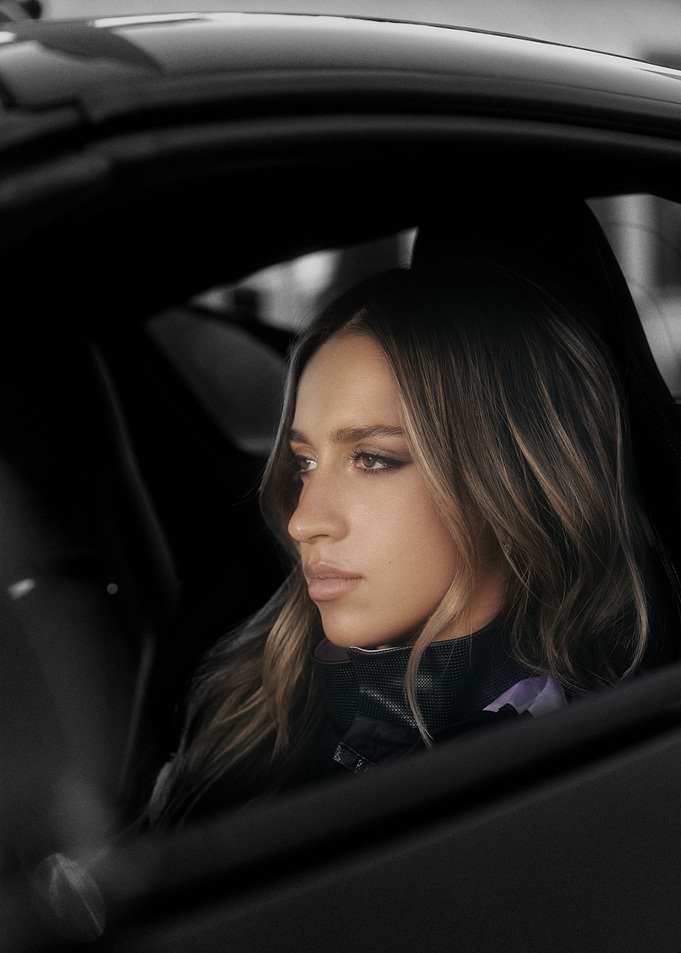 Woman sitting in a car