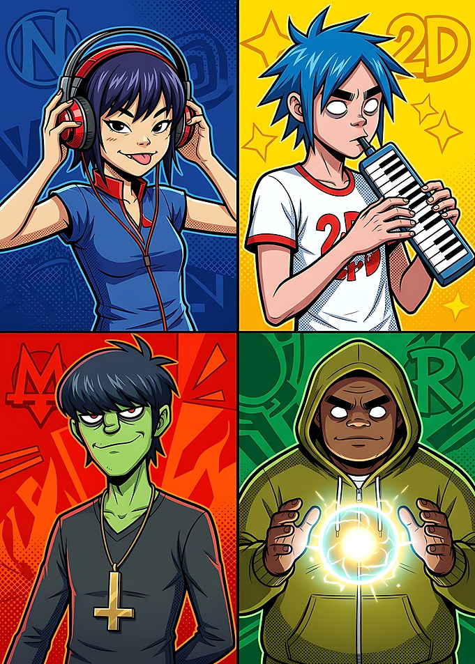 Gorillaz Band Members Pop Art Portrait