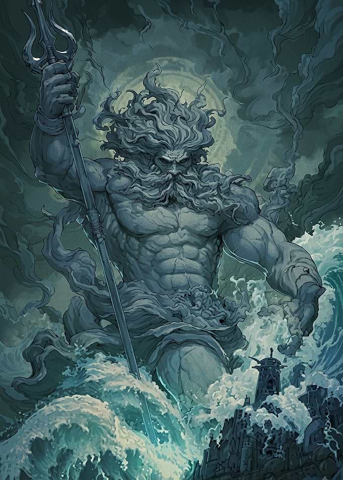 Poseidon Rising from the Sea
