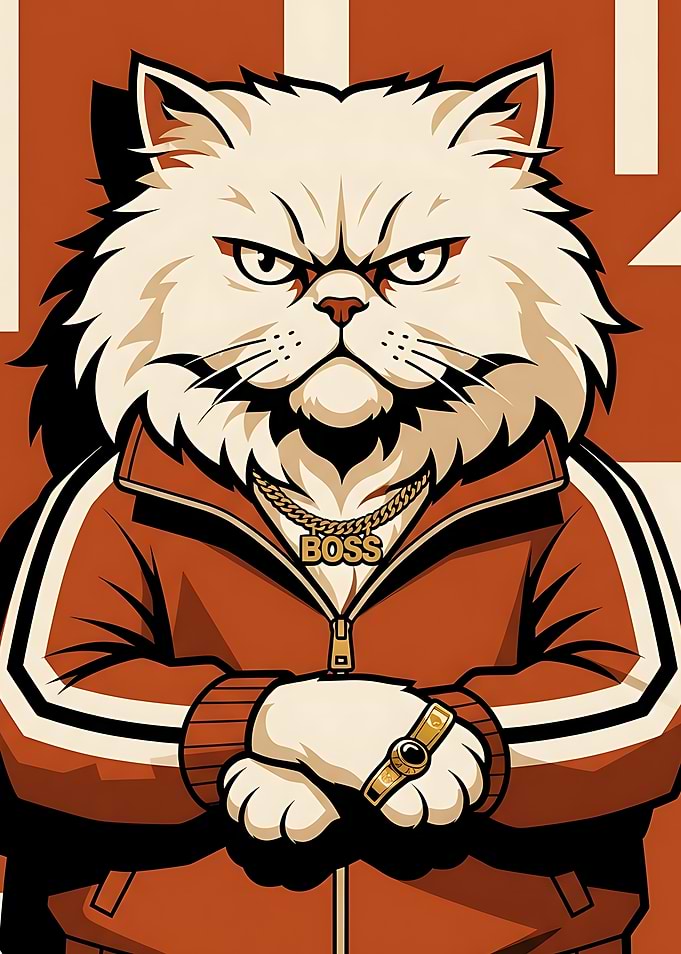 Boss Cat in Tracksuit