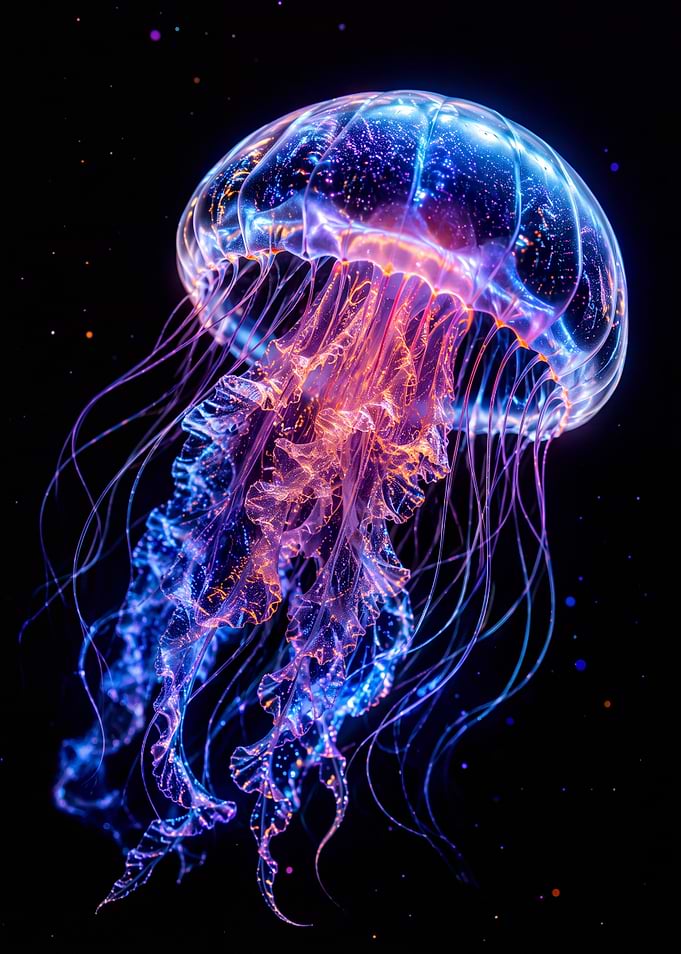 Bioluminescent Deep Sea Glass Jellyfish