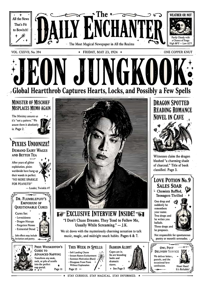 Jeon Jungkook The Daily Enchanter Newspaper