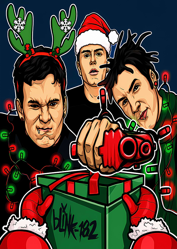 Blink-182 Christmas Holiday Illustration