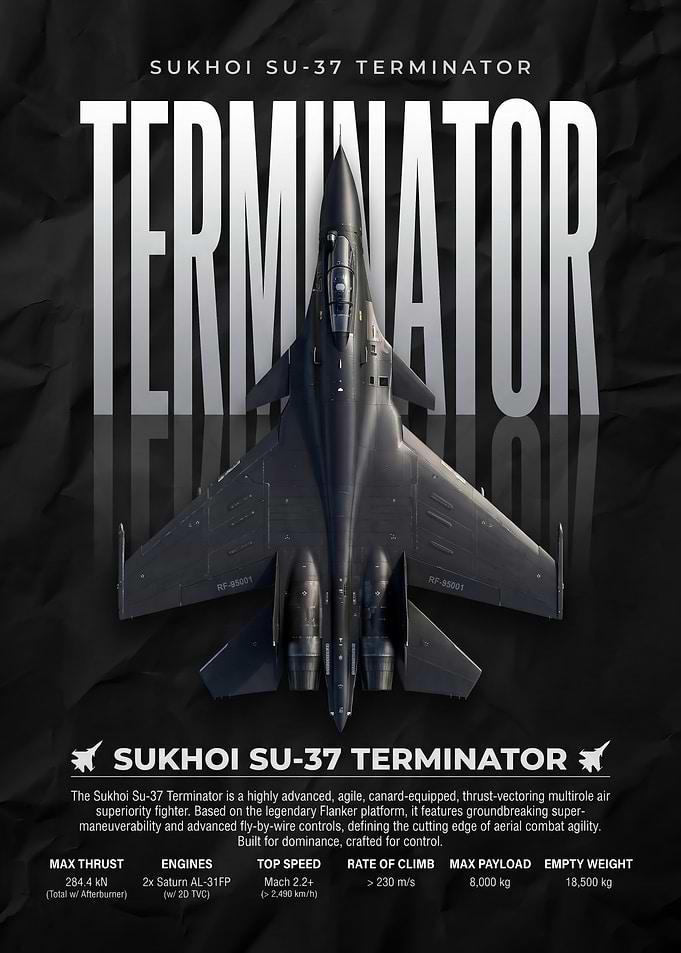 Sukhoi Su-37 Terminator Fighter Jet Poster