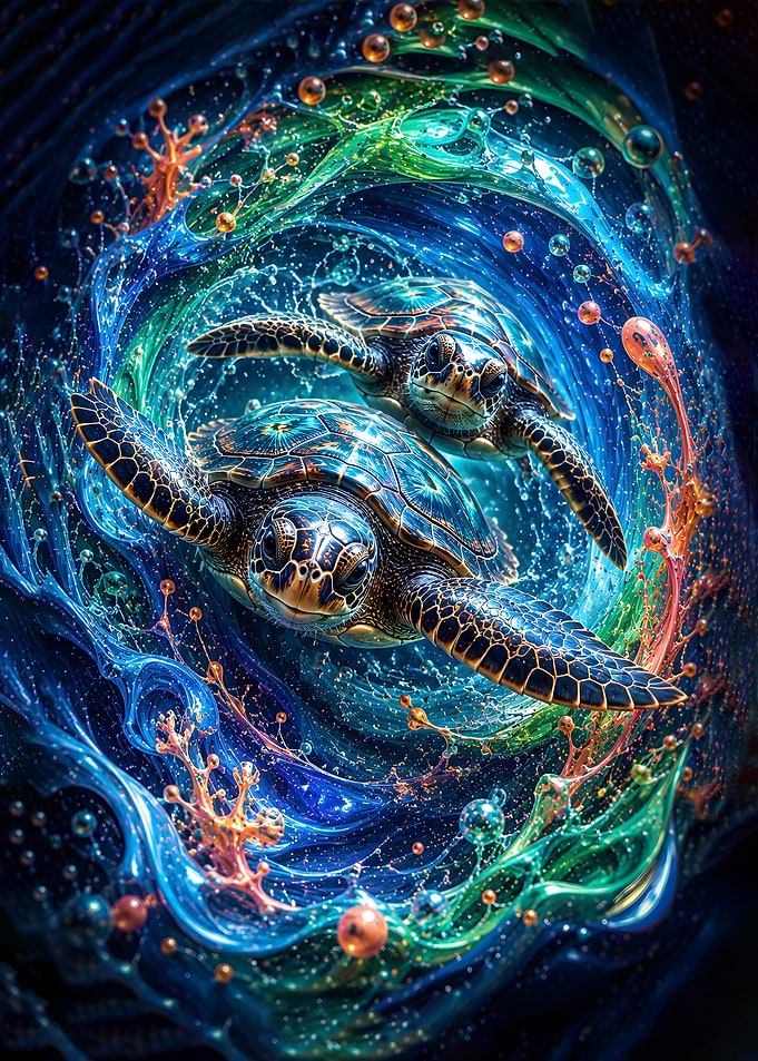 Basking Sea Turtles