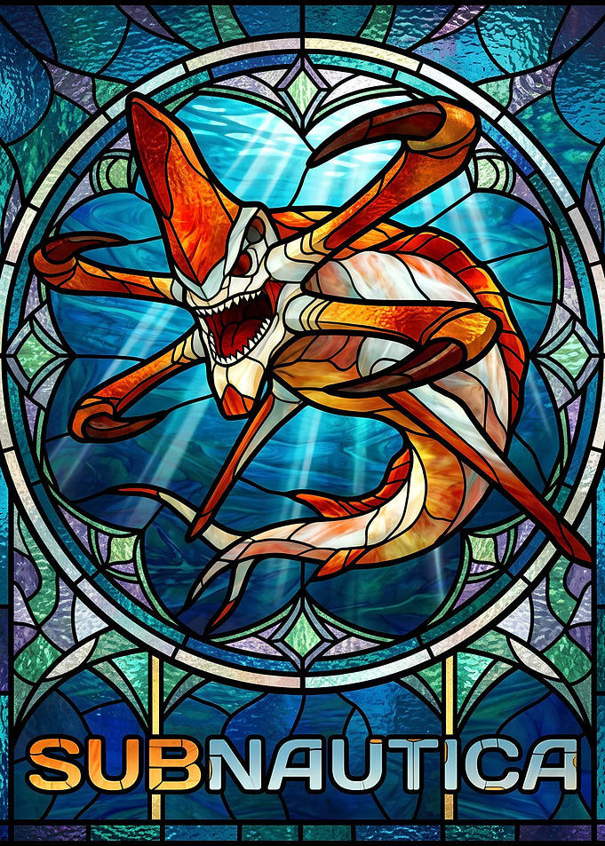 Subnautica Reaper Leviathan Stained Glass Art