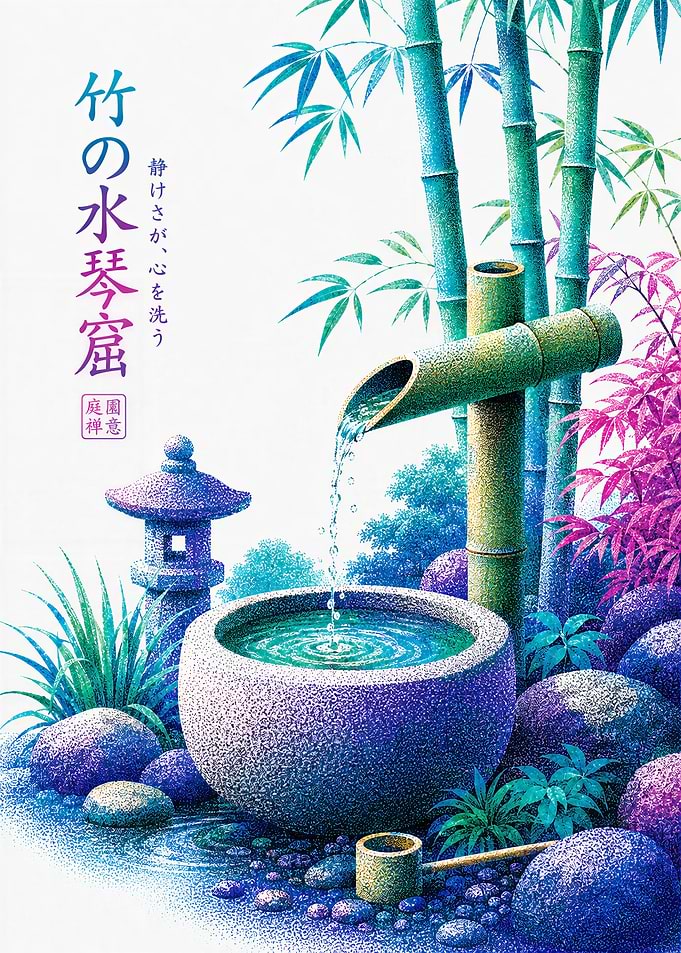 Japanese Bamboo Water Fountain Garden