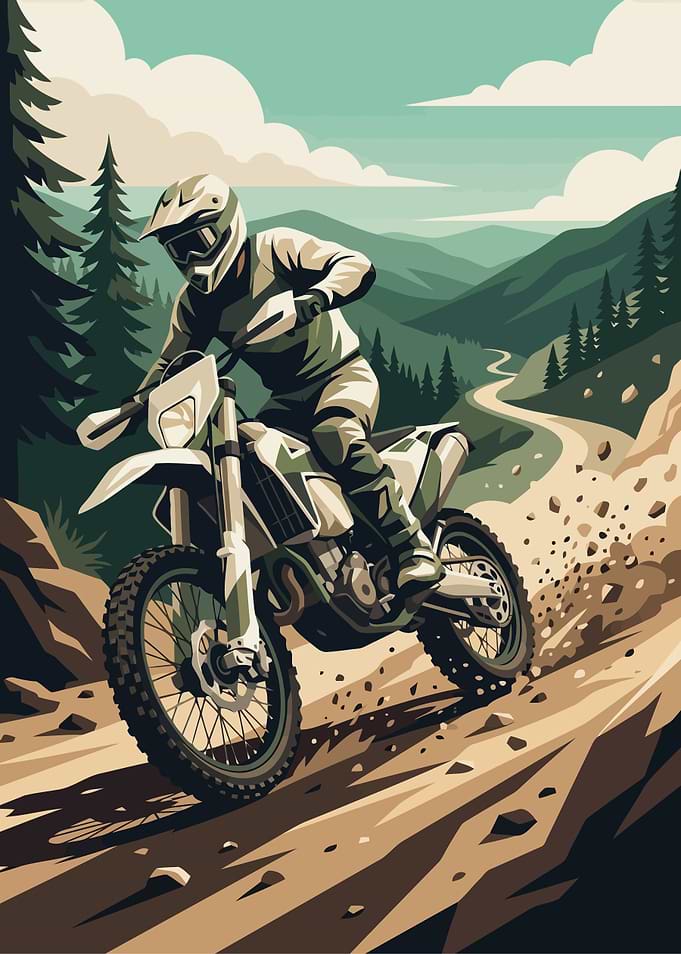 Motocross Rider on Mountain Trail