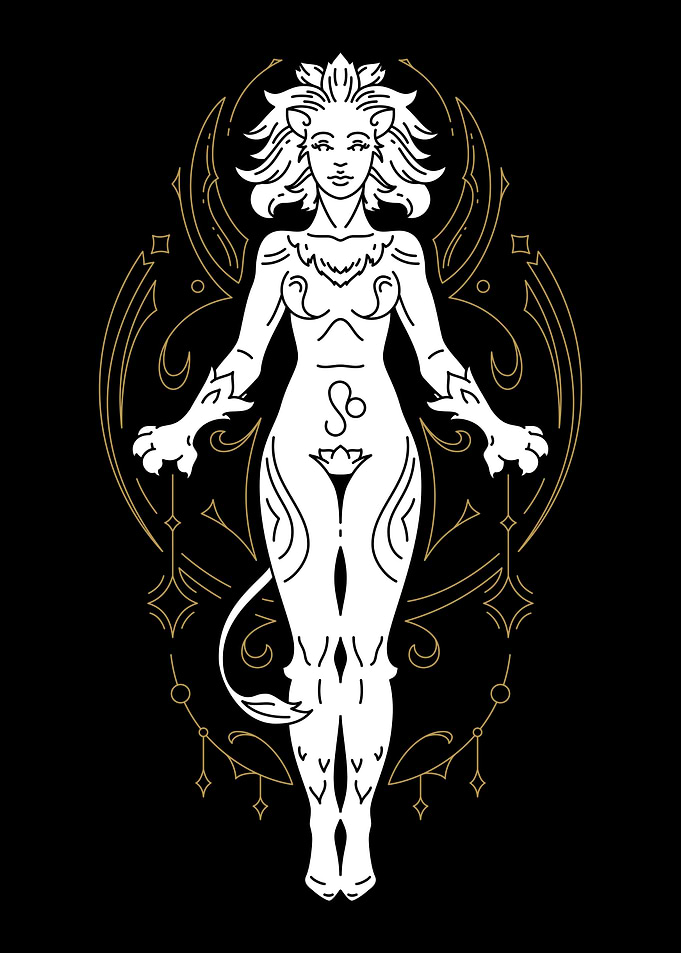 Leo Zodiac Sign Goddess Illustration