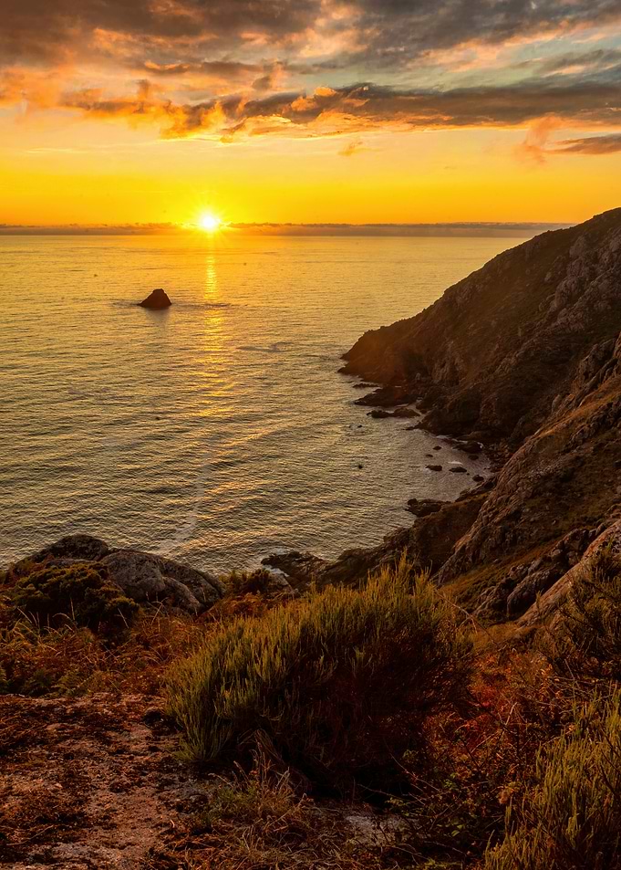 Golden Sunset Over Coastal Cliffs - Finisterre Camino de Santiago