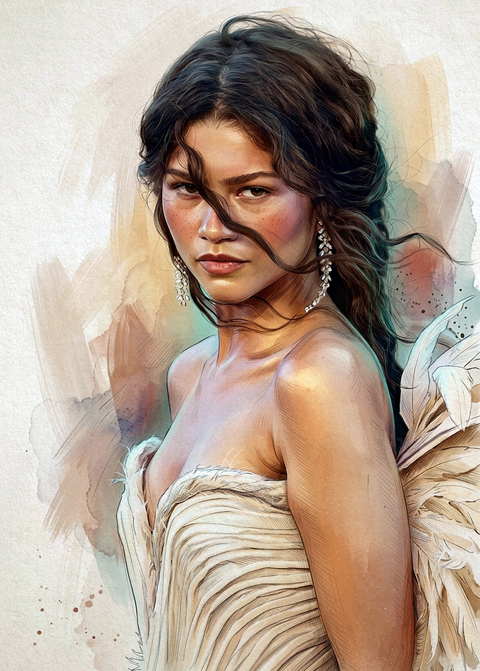 Zendaya Portrait in Angelic Style
