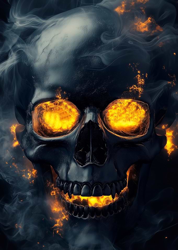 Fiery Skull with Smoke