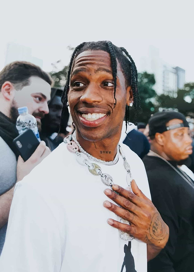 Travis Scott Smiling in White T-shirt
