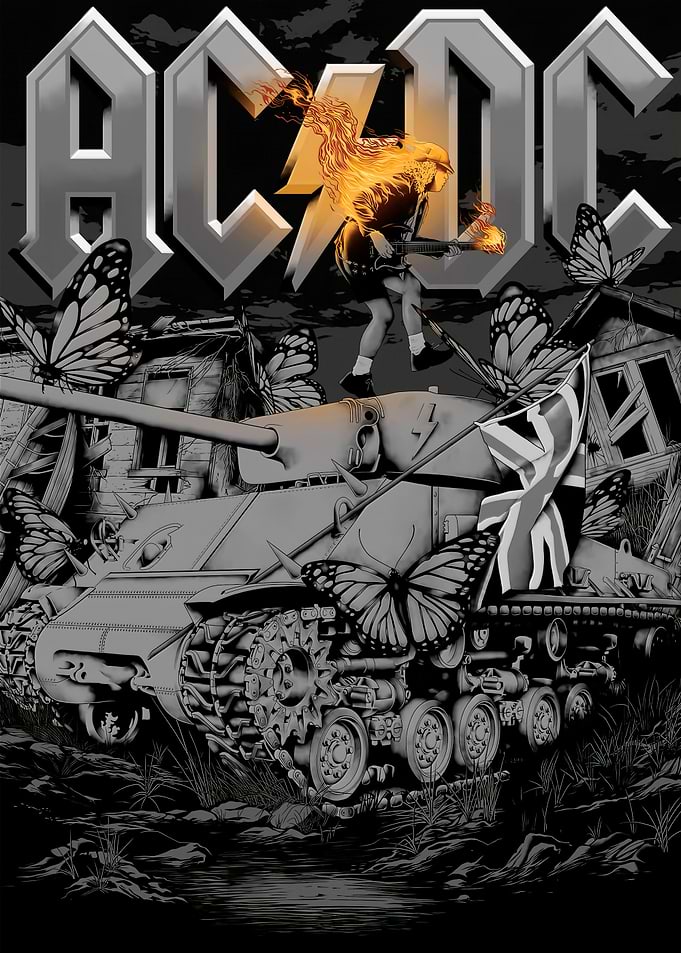 AC/DC Tank and Butterfly Art