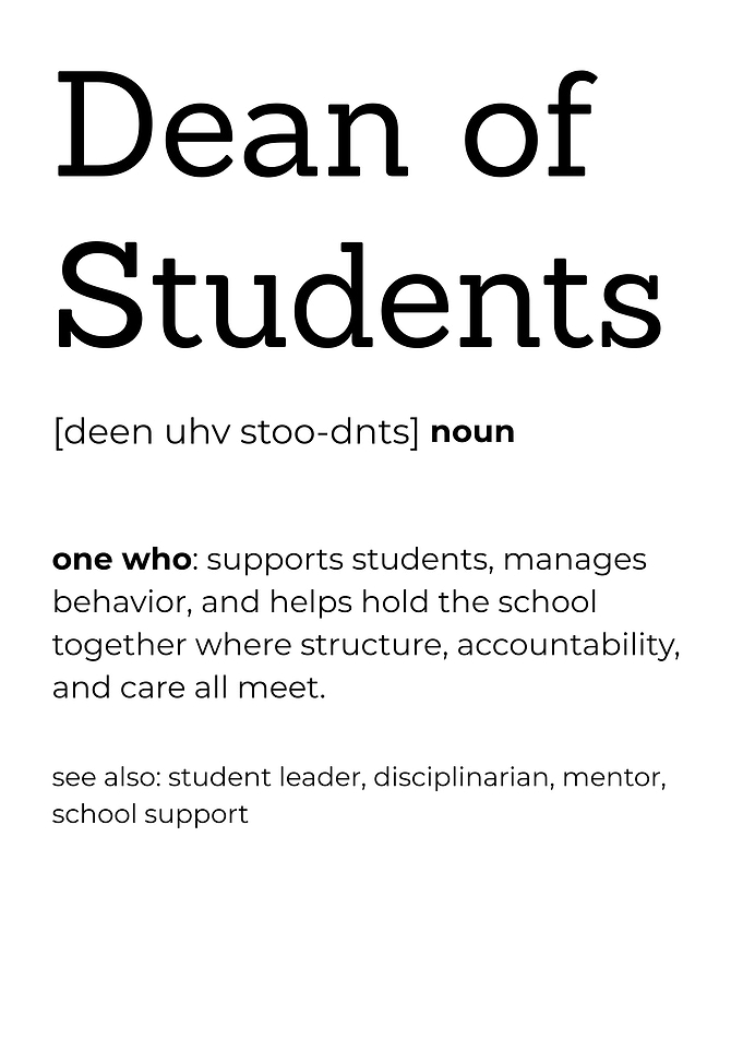 Dean of Students Dictionary Definition Print