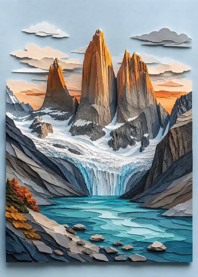 Patagonia Granite Towers Lake Papercraft