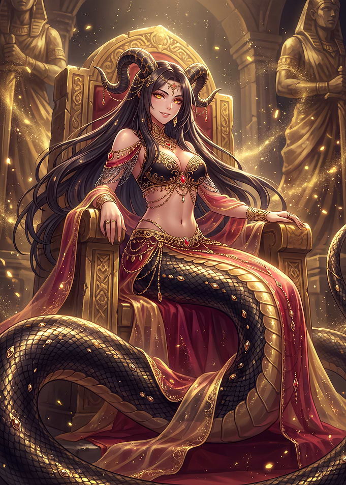 Snake Queen on Golden Throne