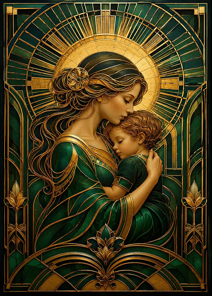 Art Deco Mother and Child Portrait