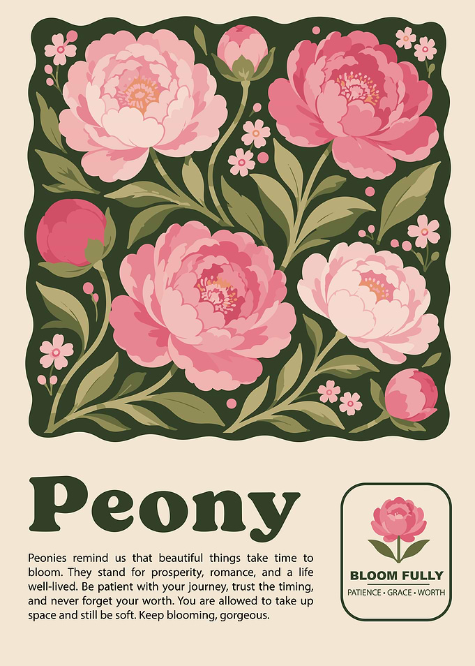 Peony Floral Botanical Art Print