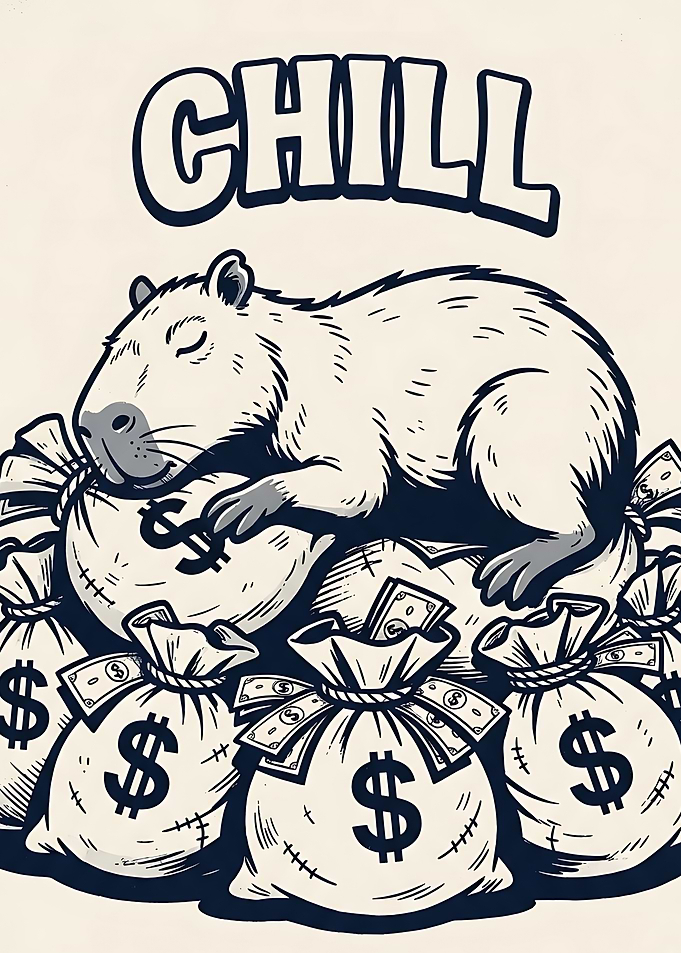 Chill Capybara on Money Bags