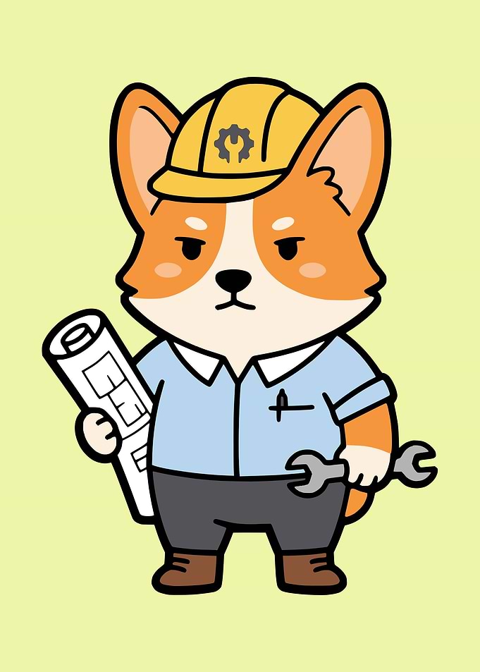 Cute Corgi Construction Worker Illustration