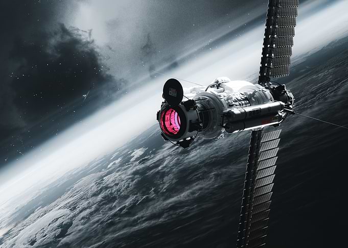 Satellite Orbiting Above Earth