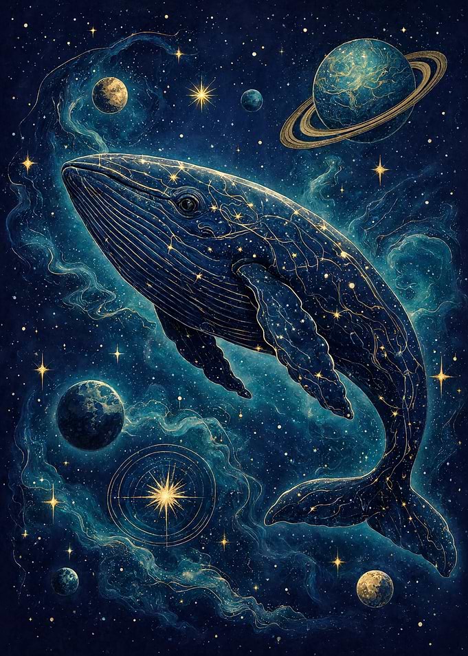 Celestial Whale Swimming Through Space