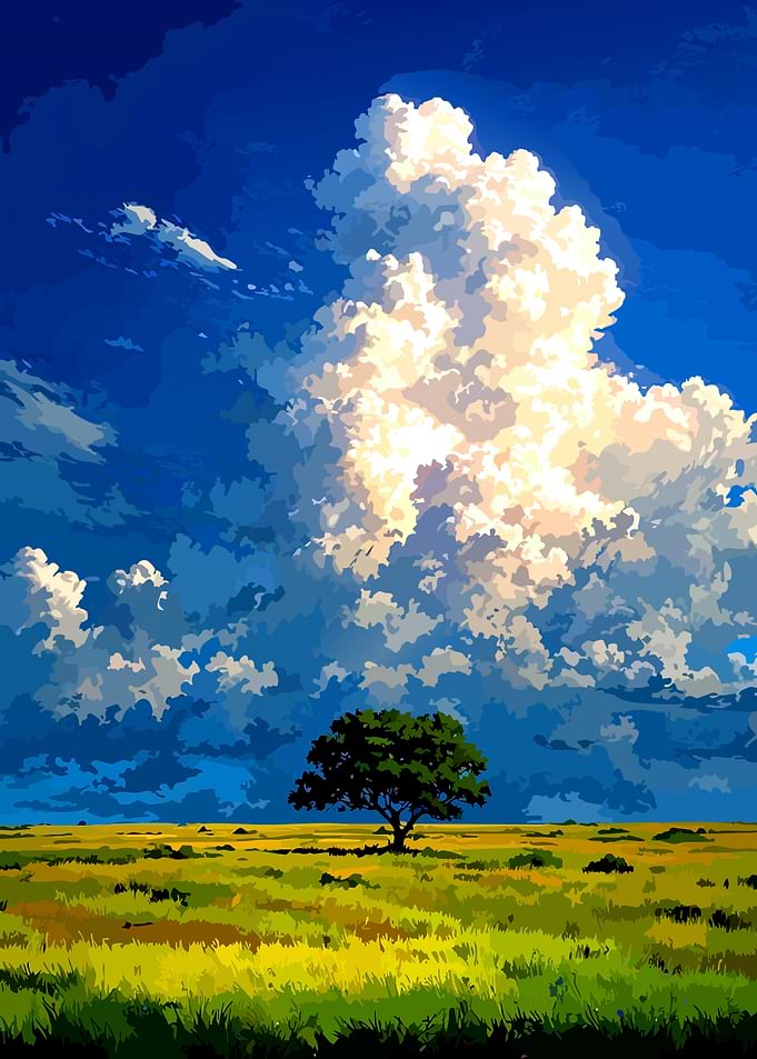 Lone Tree Under Dramatic Clouds