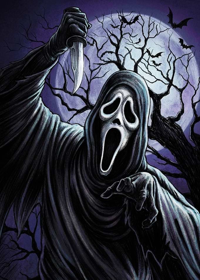 Ghostface Killer Horror Movie Illustration