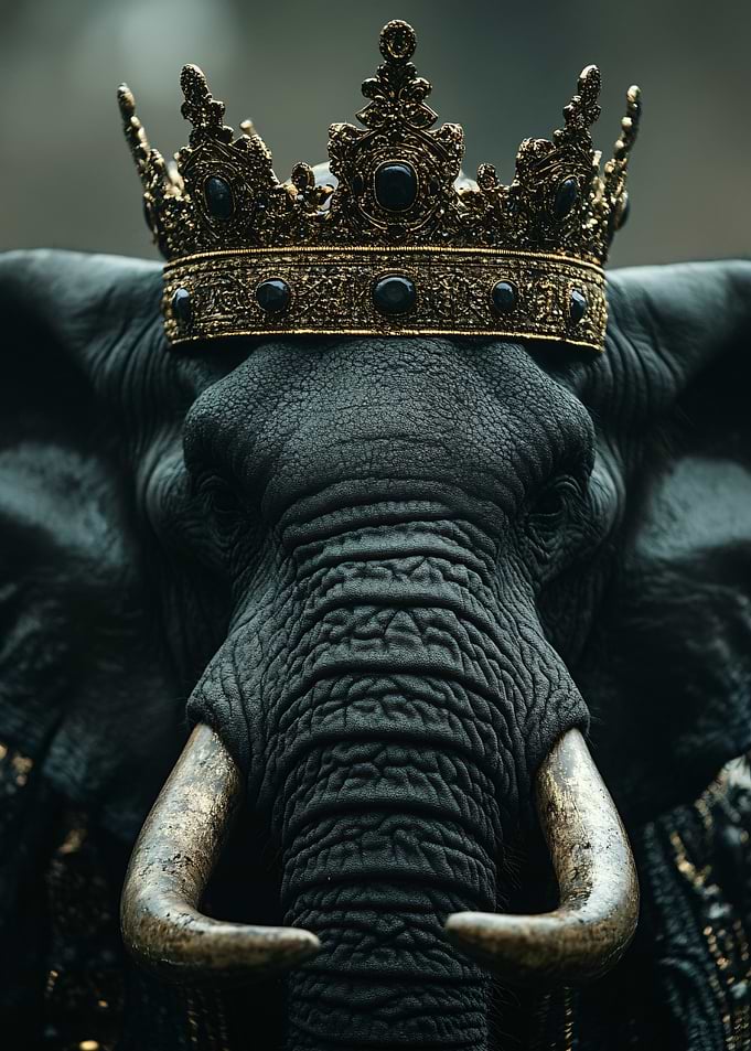 Majestic Elephant King with Golden Crown