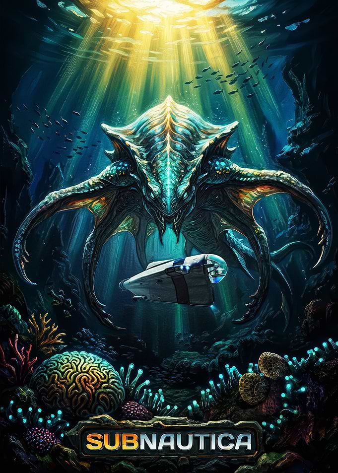 Subnautica Reaper Leviathan Underwater Poster