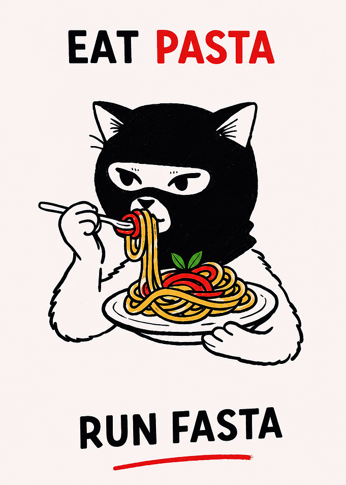 Eat Pasta Run Fasta Cat