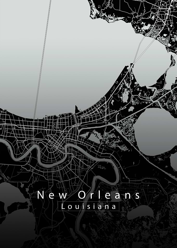 New Orleans Louisiana City Map Poster