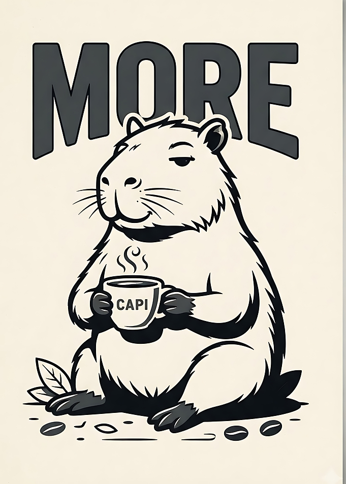 Capybara Drinking Coffee Poster