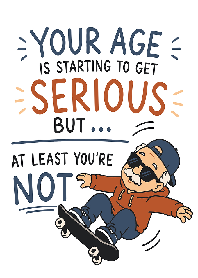 Funny Birthday Skater Grandpa Illustration