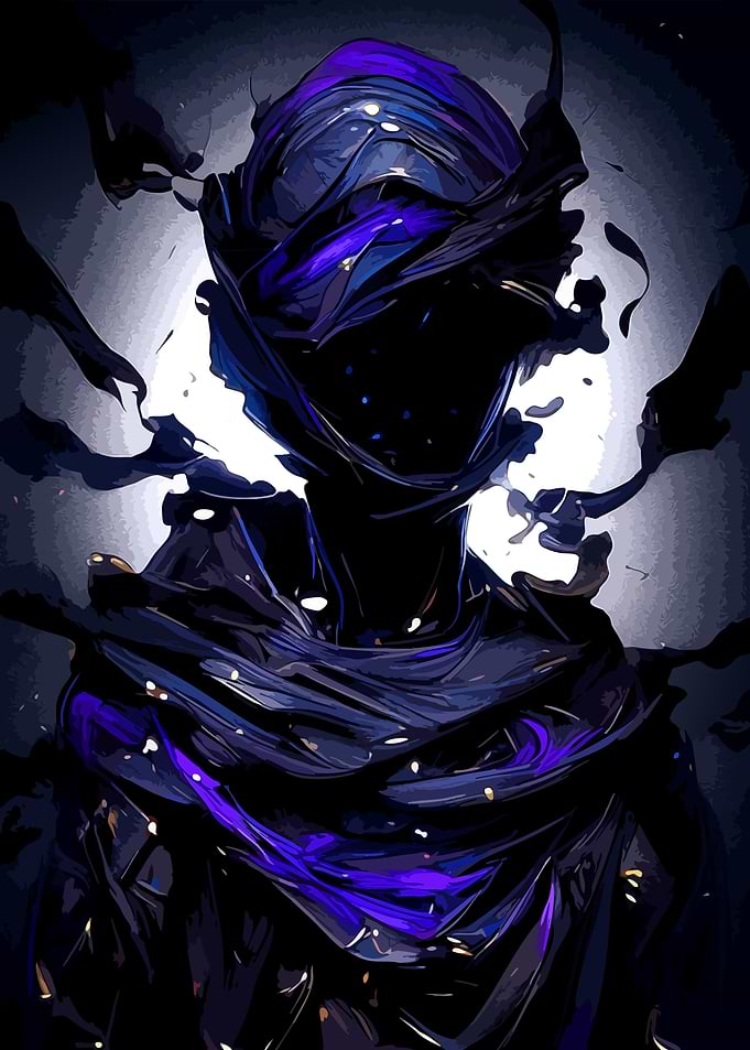 Mysterious Shadow Figure in Purple