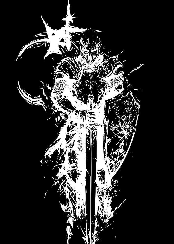 Black and White Knight Illustration