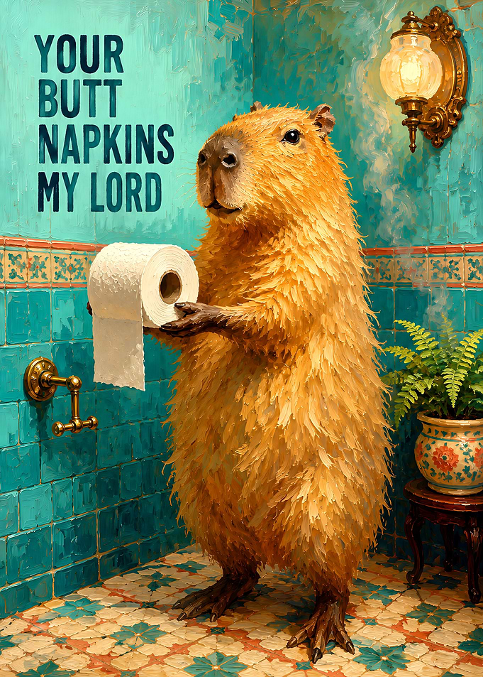 Capybara Holding Toilet Paper