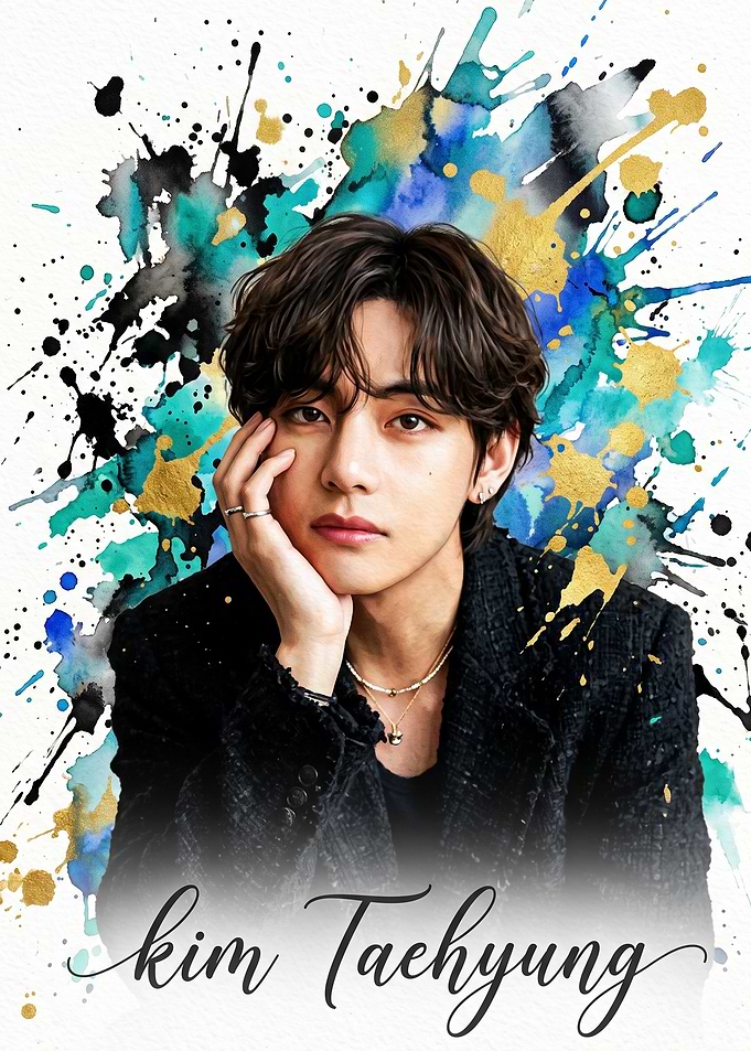 Kim Taehyung Watercolor Portrait