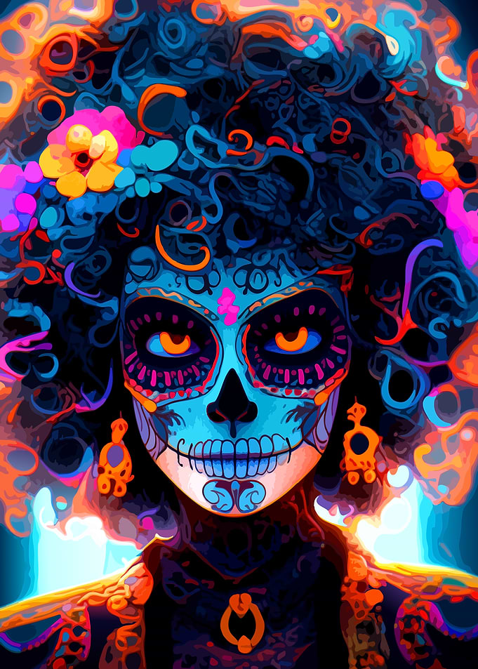 Vibrant Day of the Dead Portrait